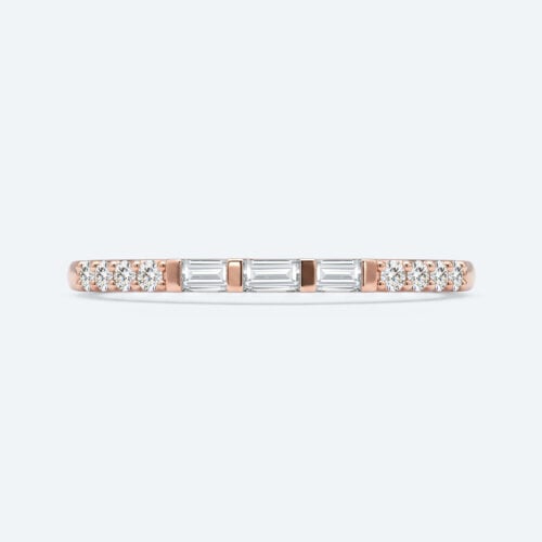 Baguette & Round Lab Grown Diamond Half Eternity Wedding Band
