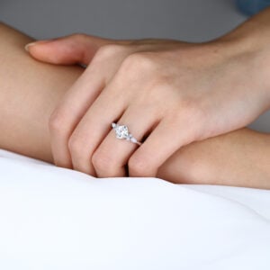 Cushion Cut Diamond Engagement Rings White Gold Opal Jewelry