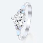 Cushion Cut Lab Grown Diamond Cluster 4 Prong Engagement Ring (6)