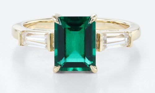 Lab Grown Emerald Yellow Gold Emerald Ring Classic Engagement Ring