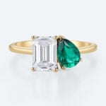 Emerald and Diamond Ring Toi Et Moi​ Simple Engagement Ring