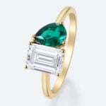 Emerald Cut Lab Grown Diamond Toi et Moi 4 Prong Engagement Ring (3)