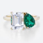 Toi Et Moi​ Emerald Diamond Elegant and Simple Engagement Rings