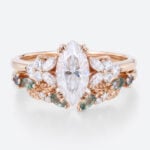 Diamond Bridal Ring Sets​ Marquise Lab Diamond Ring with Wedding Band