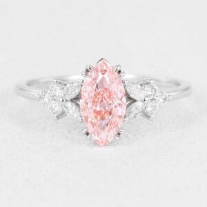 Pink Lab Grown Diamonds Marquise Cut Ring White Gold Promise Rings