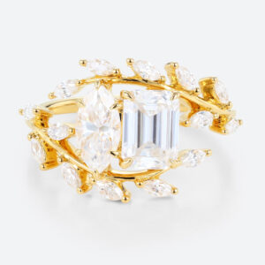 Gold Rings Yellow Nature Inspired 2 Ct Marquise Lab Grown Diamond Ring