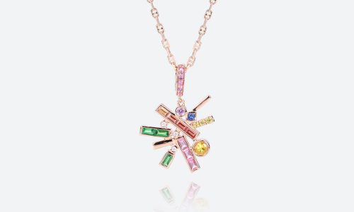 Multi-stone Necklace Unique 14k Rose Gold Pendant Necklace