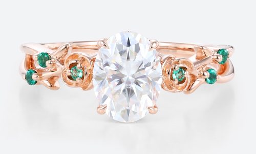 1.5 Carat Oval Engagement Ring Nature Inspired Lab Diamond Rings