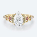 yellow gold Pear Cut Diamond Ring Multi Gemstone 1 Ct Lab Grown Diamond Ring