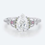 white gold Pear Cut Diamond Ring Multi Gemstone 1 Ct Lab Grown Diamond Ring