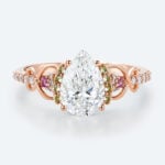 rose gold Pear Cut Diamond Ring Multi Gemstone 1 Ct Lab Grown Diamond Ring