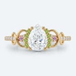 Pear Shaped Lab Grown Diamond Infinity Cluster 4 Prong Engagement Ring in Yellow Gold (1)