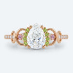 Pear Shaped Lab Grown Diamond Infinity Cluster 4 Prong Engagement Ring in Yellow Gold (2)