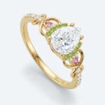 Pear Shaped Lab Grown Diamond Infinity Cluster 4 Prong Engagement Ring in Yellow Gold (4)