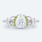 Pear Shaped Lab Grown Diamond Infinity Cluster 4 Prong Engagement Ring in Yellow Gold (7)