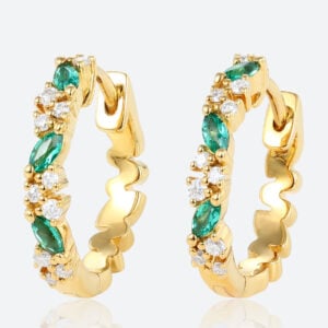 Lab Made Diamond Earrings 14kt Gold Emerald Hoop Earrings