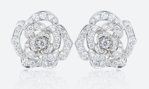Round Cut Lab Diamond Floral Stud Earrings Blooming Camellia Earrings (1)