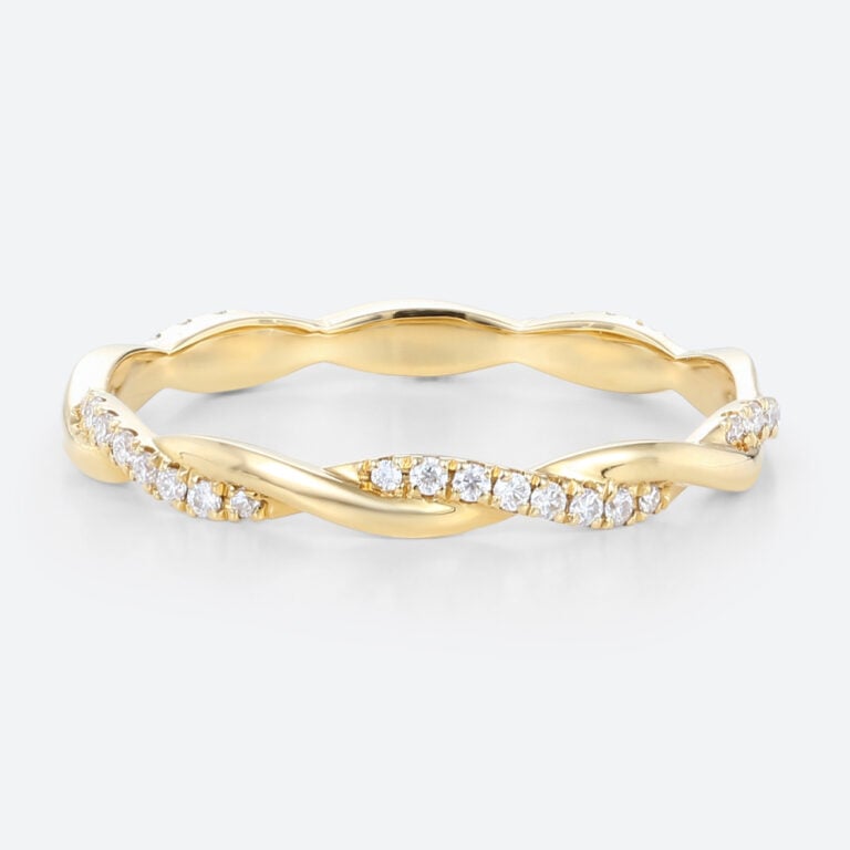 Black Friday Jewelry - 14k Gold Stacking Rings 0.18ctw Round Lab Diamond Twisted Ring in Yellow Gold