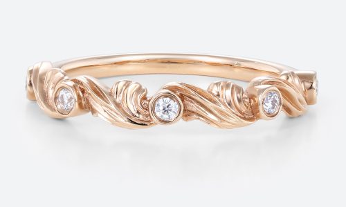Art Deco Lab Diamond Ring Rose Gold Wedding Bands for Women​