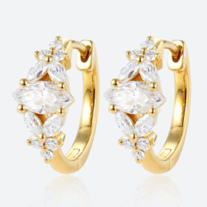 Round & Marquise Cut Lab Diamond Floral Hoop Earrings Timeless Earrings