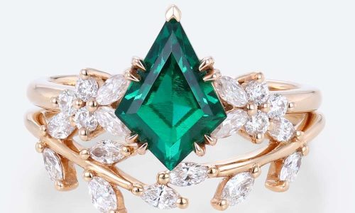 Lab Grown Emerald Ring​ Nature-Inspired Emerald Wedding Ring Sets