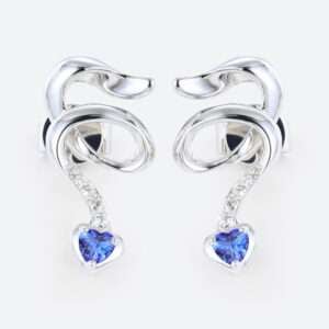 Lab-Grown Sapphires earrings Heart Earrings White Gold Stud Earrings June Birthstone Earrings