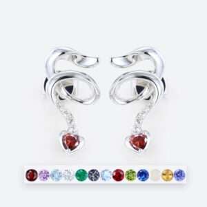 Heart-Cut-Birthstone-Elegant-Earrings-Twisted-Design-Stud-Earrings-with-Diamond-Accents