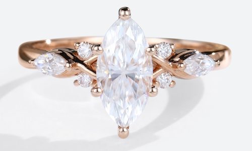 Moissanite Marquise Ring Rose Gold Moissanite Engagement Rings