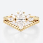Moissanite Wedding Ring Sets​ Yellow Gold Marquise Bridal Set Rings