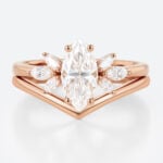 Moissanite Wedding Ring Sets​ Rose Gold Marquise Bridal Set Rings
