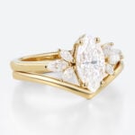 Marquise Cut Moissanite Marquise Accented Engagement Ring Set with Curved Solid Band (4)