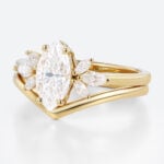 Marquise Cut Moissanite Marquise Accented Engagement Ring Set with Curved Solid Band (5)