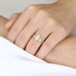 Marquise Cut Moissanite Marquise Accented Engagement Ring Set with Curved Solid Band (7)