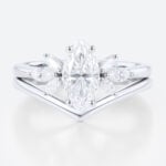 Moissanite Wedding Ring Sets​ White Gold Marquise Bridal Set Rings