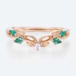 Lab Created Emeralds Stacking Wedding Rings Nature Inspired