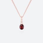Oval Cut Birthstone Necklace Pendant Cross-Design Accents Necklace (1)