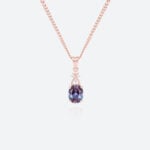 Oval Cut Birthstone Necklace Pendant Cross-Design Accents Necklace (11)