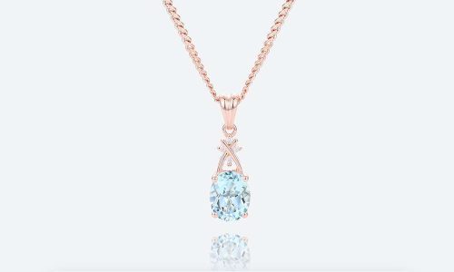 Oval Cut Birthstone Necklace Pendant Cross-Design Accents Necklace (2)