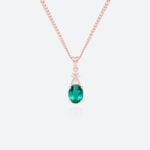 Oval Cut Birthstone Necklace Pendant Cross-Design Accents Necklace (2)