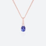 Oval Cut Birthstone Necklace Pendant Cross-Design Accents Necklace (5)