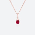 Oval Cut Birthstone Necklace Pendant Cross-Design Accents Necklace (6)