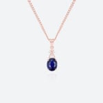 Oval Cut Birthstone Necklace Pendant Cross-Design Accents Necklace (8)