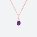 Oval Cut Birthstone Necklace Pendant Cross-Design Accents Necklace (9)