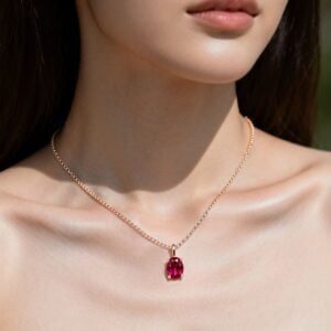 Oval Cut Birthstone Necklace Pendant Solitaire Charm Necklace