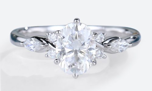 Moissanite Oval Ring Classic White Gold Oval Engagement Rings