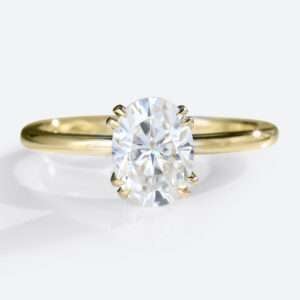 Moissanite Solitaire Ring Unique Yellow Gold Engagement Rings