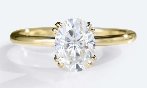 Moissanite Solitaire Ring Unique Yellow Gold Engagement Rings