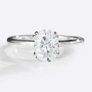 Oval Cut Moissanite Solitaire Engagement Rings Double Claw Bridal Ring