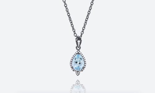Pear Cut Birthstone Halo Pendant Vintage Charm Necklace