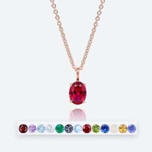 Oval Cut Birthstone Necklace Pendant Solitaire Charm Necklace